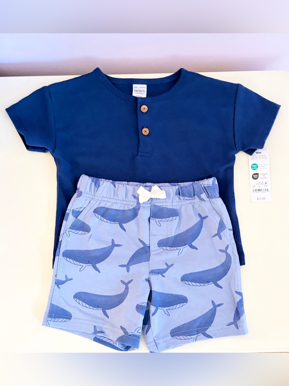 NWT Carter’s 2 Piece Whale Outfit Set Size 18 Months